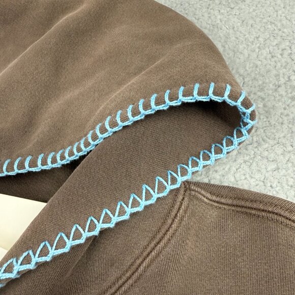 MadHappy Hoodie Mens Extra Small XS Brown Pixel Point Spring Graphics Fleece - Picture 7 of 12